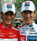 Frank et Andy Schleck pendant la première étape du Tour de France 2008